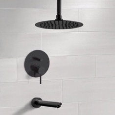 Matte Black Ceiling Tub and Shower Faucet Set